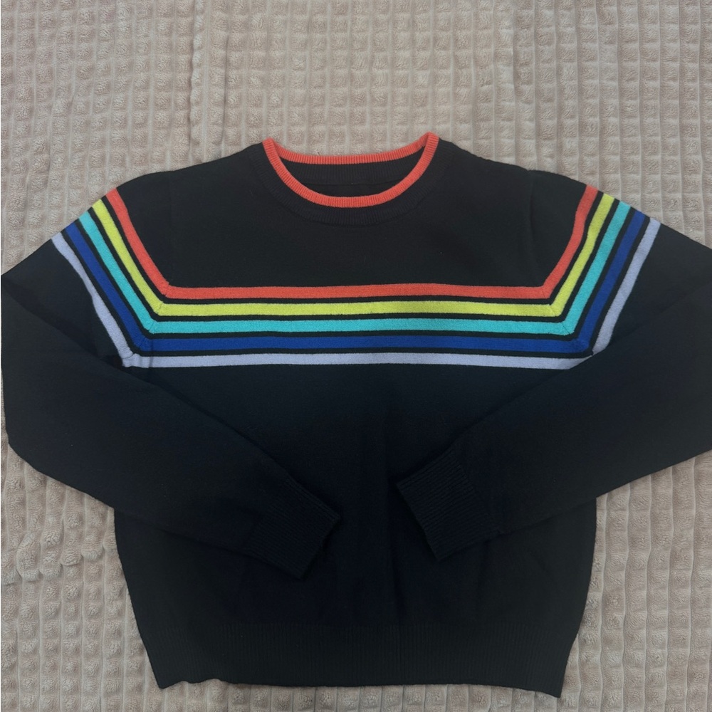 Women’s Black Sweater with Rainbow Stripes